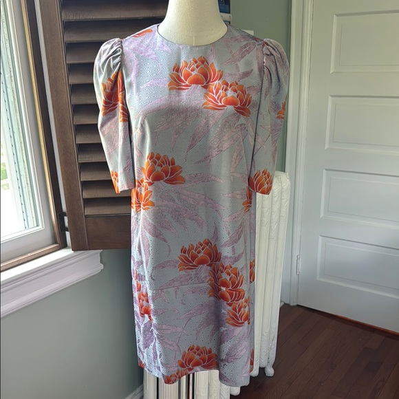 Dries Van Noten silk Puff Sleeve Dress